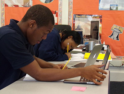 Students using laptops in classroom instruction at Titusville Academy, a private spcieal education school in Hopewell NJ